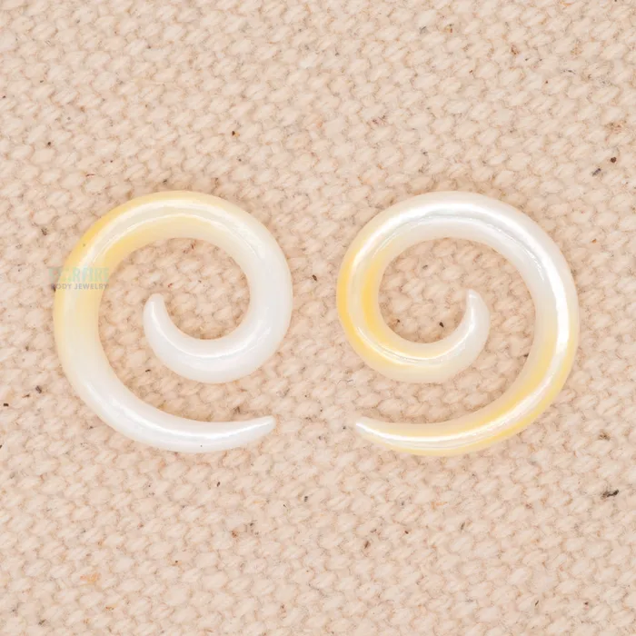 Flaming Bones by Borneo Joe Necklaces Mother of Pearl Spirals 8 ga
