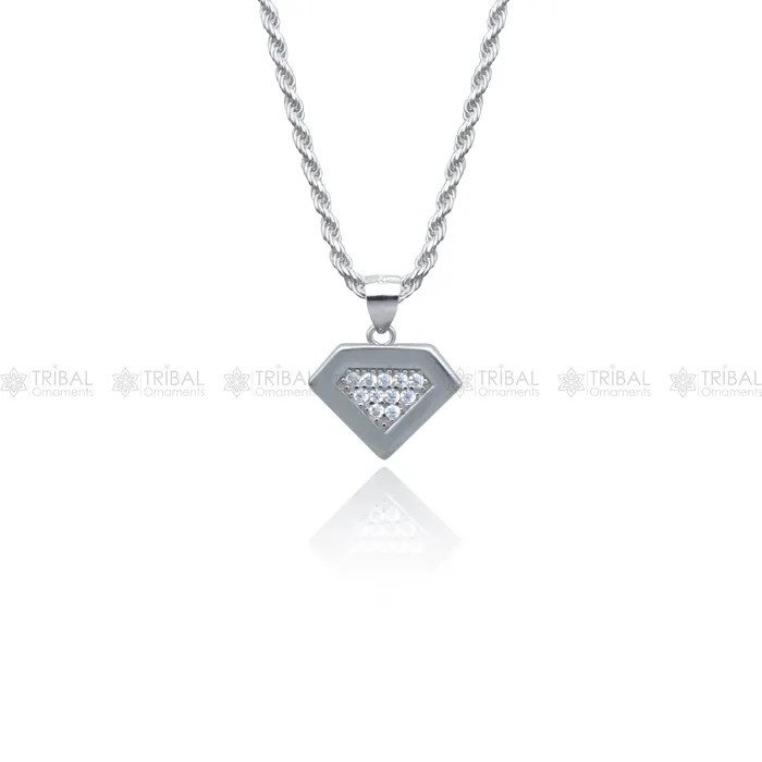 925 Sterling silver sparkle diamond cubic zirconia stone pendant set nsp970 TRIBAL ORNAMENTS Necklaces