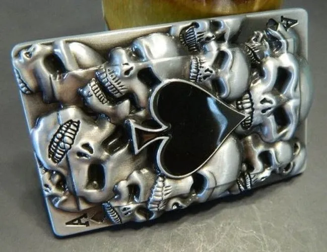 Necklaces POLLY BU178 Ace of Spades Skulls Belt Buckle